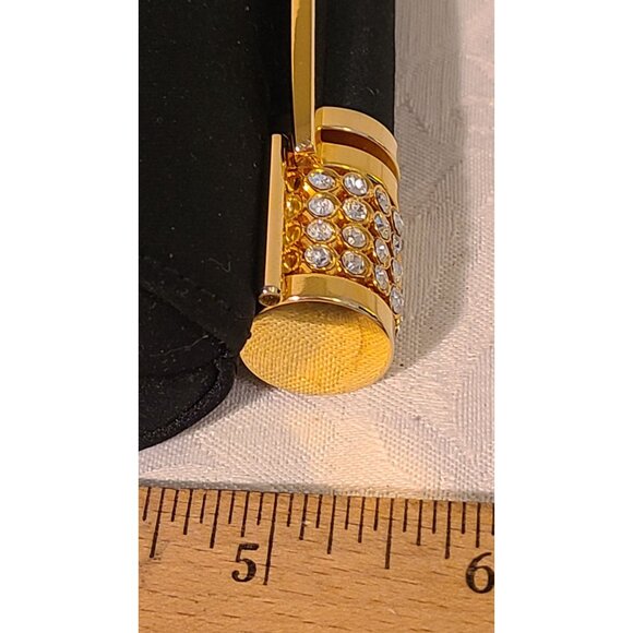 VINTAGE RODO Italy Black Satin Evening Clutch Rhinestone Crystal Clasp Minaudier - Picture 13 of 16